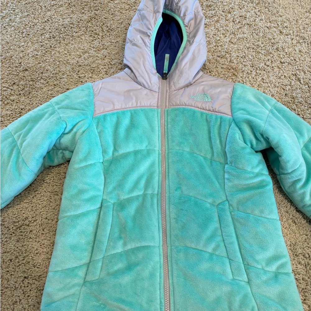 The North Face Aqua and Light Gray Fleece Jacket